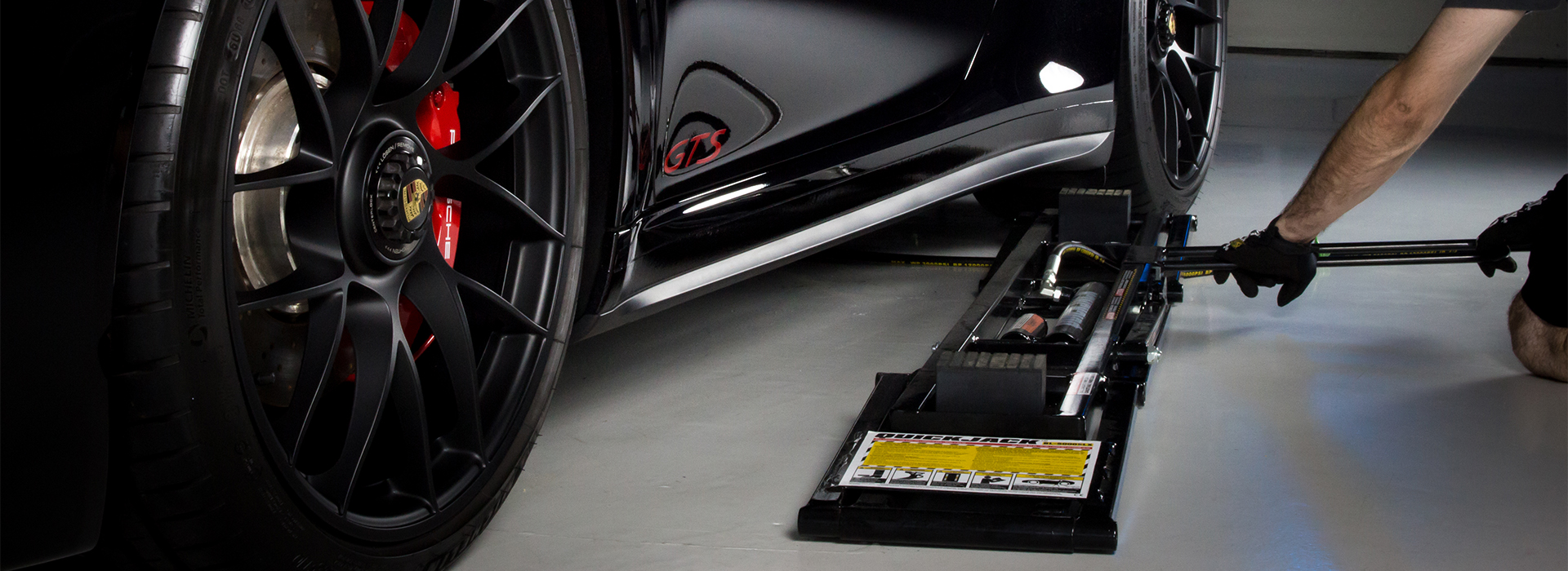 QuickJack Lowered in Garage